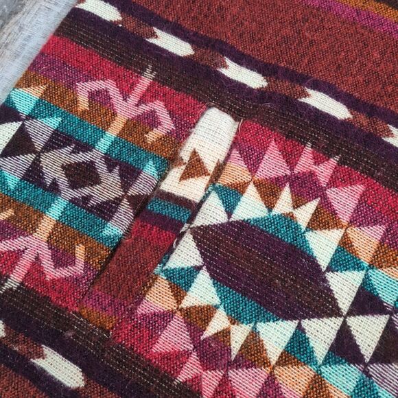 Wool Hooded Jackets for Women and Men - Chocolate Colorful Beige Unisex XL Aztec - Picture 5 of 9